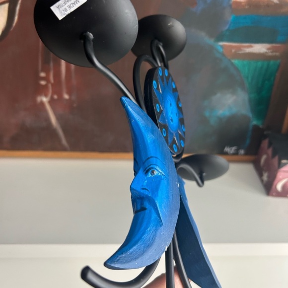 Celestial Vintage 90s Sun Moon Blue 3 Candle Holder - Picture 9 of 12